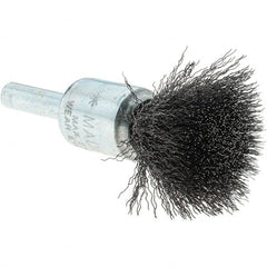 Tru-Maxx - 1/2" Brush Diam, Crimped, Flared End Brush - 1/4" Diam Steel Shank, 25,000 Max RPM - Americas Industrial Supply