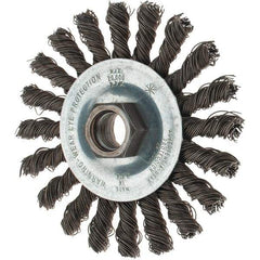 Tru-Maxx - 4" OD, 5/8-11 Arbor Hole, Knotted Steel Wheel Brush - 1/4" Face Width, 7/8" Trim Length, 0.02" Filament Diam, 20,000 RPM - Americas Industrial Supply