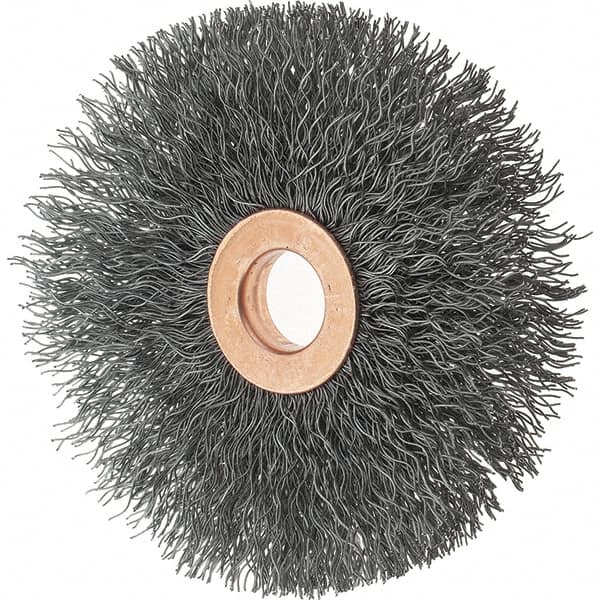 Tru-Maxx - 3" OD, 1/2" Arbor Hole, Crimped Steel Wheel Brush - 5/8" Face Width, 1" Trim Length, 0.0118" Filament Diam, 20,000 RPM - Americas Industrial Supply