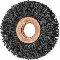 Tru-Maxx - 2" OD, 1/2" Arbor Hole, Crimped Steel Wheel Brush - 3/8" Face Width, 1/2" Trim Length, 0.014" Filament Diam, 20,000 RPM - Americas Industrial Supply