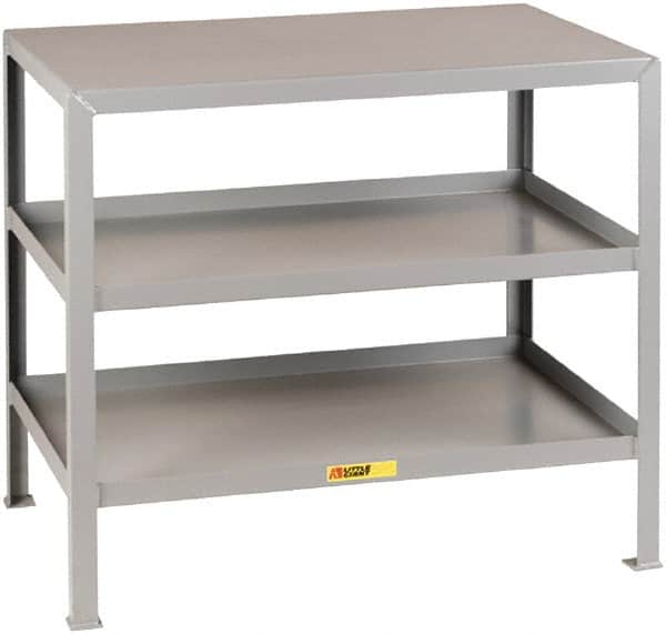 Little Giant - 48 Wide x 30" Deep x 32-1/2" High, 12 Gauge Steel Heavy-Duty Machine Table - Fixed Legs, Gray - Americas Industrial Supply