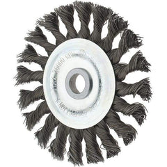 Tru-Maxx - 4" OD, 1/2" Arbor Hole, Knotted Steel Wheel Brush - 5/8" Face Width, 7/8" Trim Length, 0.014" Filament Diam, 20,000 RPM - Americas Industrial Supply