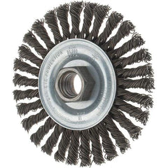 Tru-Maxx - 4" OD, 5/8-11 Arbor Hole, Stringer Bead Steel Wheel Brush - 1/4" Face Width, 7/8" Trim Length, 0.02" Filament Diam, 20,000 RPM - Americas Industrial Supply