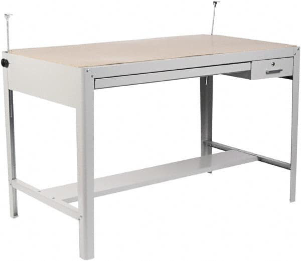 Safco - 56-1/2 Wide x 30-1/2" Deep x 35-1/2" High, Steel Drafting Table Base - Fixed Legs, Gray - Americas Industrial Supply