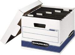 BANKERS BOX - 1 Compartment, 12-5/8" Wide x 10" High x 15-5/8" Deep, Storage Box - Corrugated Cardboard, White/Blue - Americas Industrial Supply