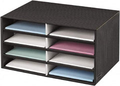 BANKERS BOX - 8 Compartments, 19-1/2" Wide x 10-1/4" High x 12-3/8" Deep, Literature Organizer - Corrugated Cardboard, Black/Gray - Americas Industrial Supply