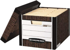 BANKERS BOX - 1 Compartment, 12-3/4" Wide x 10-3/8" High x 16-1/2" Deep, Storage Box - Corrugated Cardboard, Wood Grain (Color) - Americas Industrial Supply