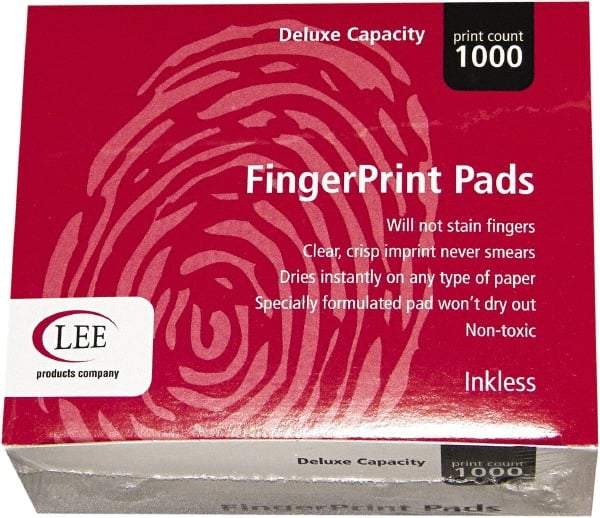 LEE - 3-3/4" Wide x 2" High x 2" Deep, Inked Fingerprint Pad - Plastic, Black - Americas Industrial Supply