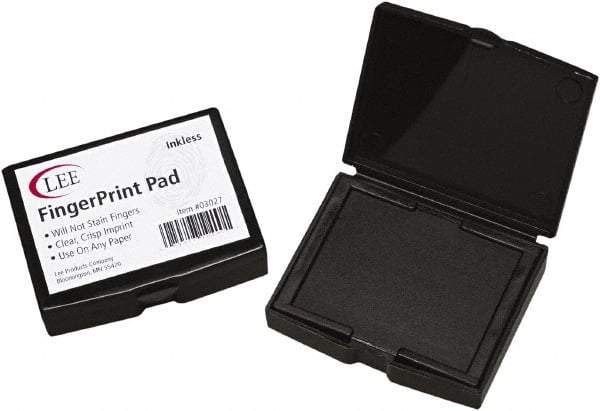 LEE - 2" Wide x 1/2" High x 1/2" Deep, Inked Fingerprint Pad - Plastic, Black - Americas Industrial Supply