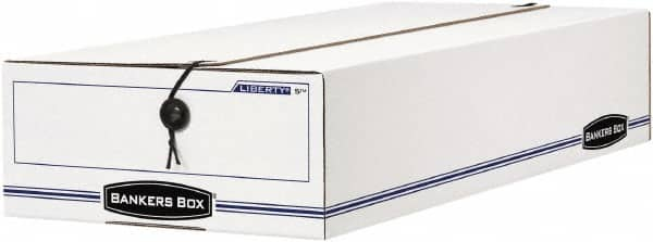 BANKERS BOX - 1 Compartment, 9-1/4" Wide x 4-1/4" High x 23-3/4" Deep, Storage Box - Corrugated Cardboard, White/Blue - Americas Industrial Supply