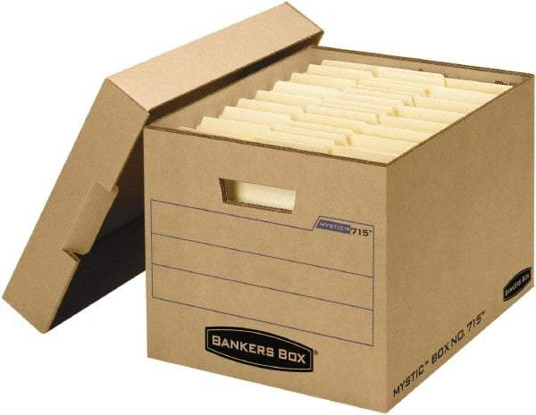 BANKERS BOX - 1 Compartment, 13" Wide x 12" High x 16-1/4" Deep, Storage Box - Corrugated Fiberboard, Kraft (Color) - Americas Industrial Supply