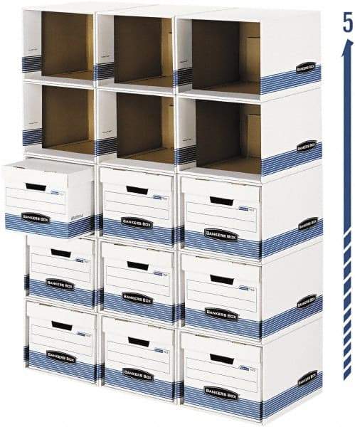 BANKERS BOX - 1 Compartment, 6-1/2" Wide x 21-3/4" High x 6-1/2" Deep, Storage Box - Corrugated, White/Blue - Americas Industrial Supply