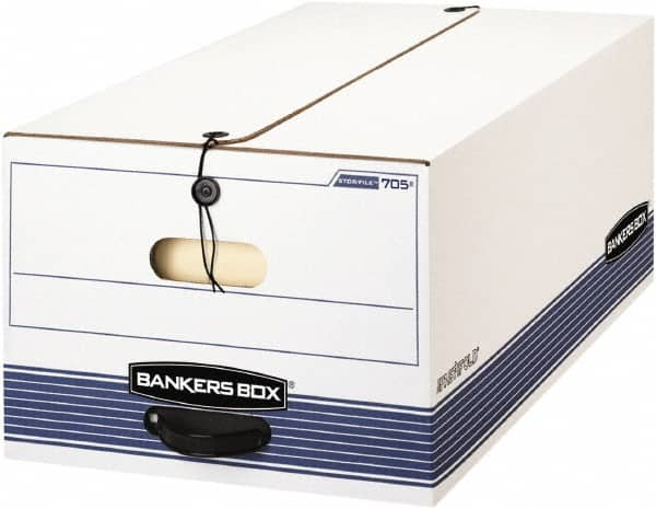 BANKERS BOX - 1 Compartment, 15-1/4" Wide x 10-3/4" High x 19-3/4" Deep, Storage Box - Corrugated Cardboard, White/Blue - Americas Industrial Supply