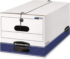 BANKERS BOX - 1 Compartment, 12-1/4" Wide x 10-3/4" High x 24-1/8" Deep, Storage Box - Corrugated Cardboard, White/Blue - Americas Industrial Supply