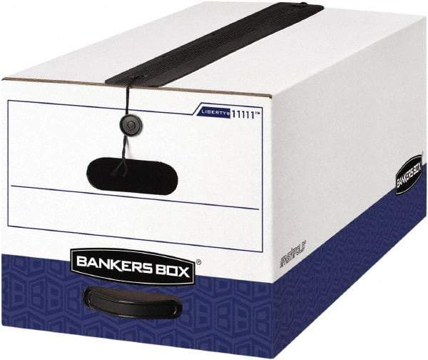 BANKERS BOX - 1 Compartment, 12-1/4" Wide x 10-3/4" High x 24-1/8" Deep, Storage Box - Corrugated Cardboard, White/Blue - Americas Industrial Supply