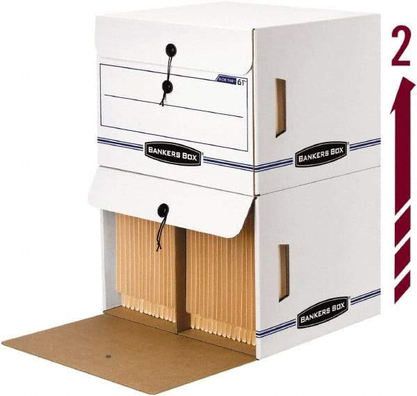 BANKERS BOX - 1 Compartment, 37-1/2" Wide x 37-3/4" High x 5-1/4" Deep, Storage Box - Corrugated Cardboard, White/Blue - Americas Industrial Supply