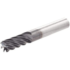 Iscar - 7 Flute Solid Carbide Roughing & Finishing Corner Radius End Mill - TiAlN Finish, Straight Shank, 37° Helix, Non-Centercutting, Regular Length - Americas Industrial Supply