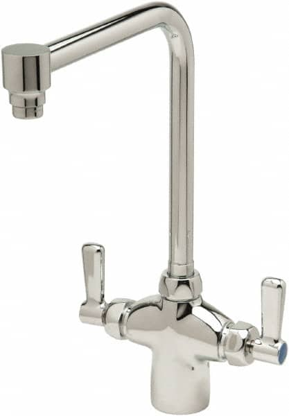 Zurn - Bent Riser, Two Handle, Chrome Plated Single Hole Mount, Laboratory Faucet - Lever Handle - Americas Industrial Supply