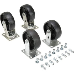 Vestil - 6" Diam x 2" Wide, Glass Filled Nylon (2) Rigid (2) Swivel Caster - 4,800 Lb Capacity, Top Plate Mount, 4" x 4-1/2" Plate - Americas Industrial Supply