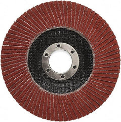 3M - 80 Grit, 7" Disc Diam, 5/8-11 Center Hole, Type 27 Ceramic Flap Disc - 8,500 Max RPM, Polyester Backing, Arbor Attaching System, Coated - Americas Industrial Supply
