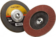 3M - 80 Grit, 7" Disc Diam, 5/8-11 Center Hole, Type 27 Ceramic Flap Disc - 8,500 Max RPM, Polyester Backing, Arbor Attaching System, Coated - Americas Industrial Supply