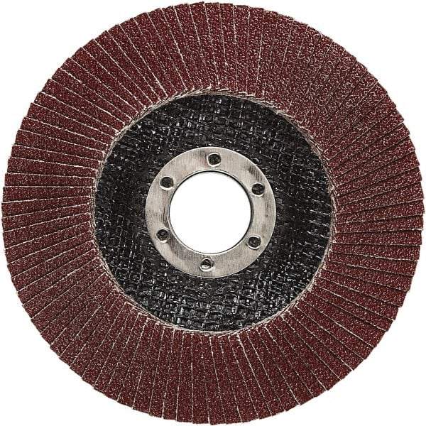 3M - 40 Grit, 5" Disc Diam, 7/8" Center Hole, Type 27 Ceramic Flap Disc - 12,100 Max RPM, Polyester Backing, Arbor Attaching System, Coated - Americas Industrial Supply