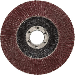 3M - 40 Grit, 5" Disc Diam, 5/8-11 Center Hole, Type 27 Ceramic Flap Disc - 12,100 Max RPM, Polyester Backing, Arbor Attaching System, Coated - Americas Industrial Supply