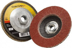 3M - 60 Grit, 4-1/2" Disc Diam, 5/8-11 Center Hole, Type 27 Ceramic Flap Disc - 13,300 Max RPM, Polyester Backing, Arbor Attaching System, Coated - Americas Industrial Supply