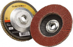 3M - 40 Grit, 4-1/2" Disc Diam, 5/8-11 Center Hole, Type 27 Ceramic Flap Disc - 13,300 Max RPM, Polyester Backing, Arbor Attaching System, Coated - Americas Industrial Supply