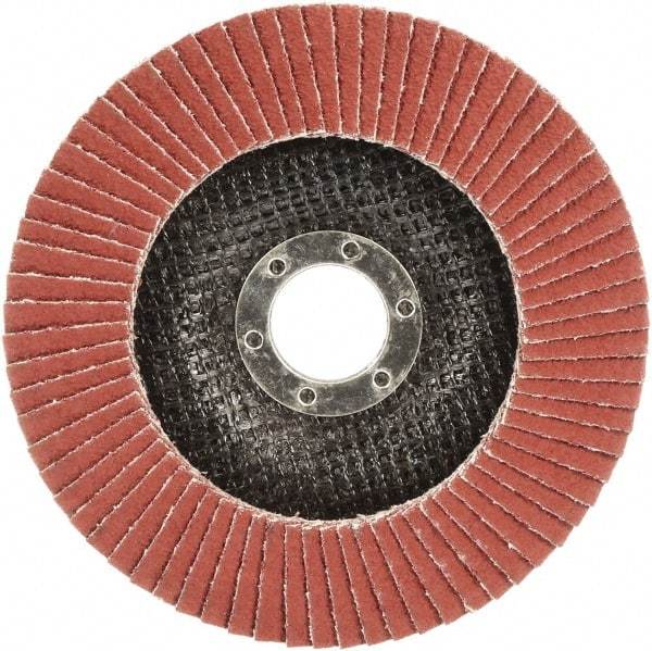 3M - 60 Grit, 7" Disc Diam, 5/8-11 Center Hole, Type 29 Ceramic Flap Disc - 8,500 Max RPM, Polyester Backing, Arbor Attaching System, Coated - Americas Industrial Supply
