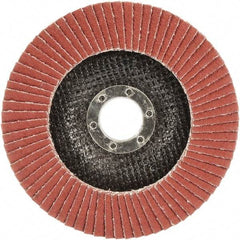 3M - 60 Grit, 7" Disc Diam, 7/8" Center Hole, Type 29 Ceramic Flap Disc - 8,500 Max RPM, Polyester Backing, Arbor Attaching System, Coated - Americas Industrial Supply