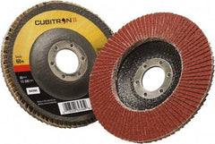 3M - 60 Grit, 5" Disc Diam, 7/8" Center Hole, Type 29 Ceramic Flap Disc - 12,100 Max RPM, Polyester Backing, Arbor Attaching System, Coated - Americas Industrial Supply