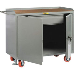 Little Giant - 3,600 Lb Capacity, 1 Drawer, 2 Door Mobile Service Bench - 41" Wide x 24" Deep x 43" High, Steel, Gray - Americas Industrial Supply