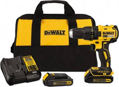 DeWALT - 20 Volt 1/2" Chuck Mid-Handle Cordless Drill - 0-1600 RPM, Reversible, 2 Lithium-Ion Batteries Included - Americas Industrial Supply