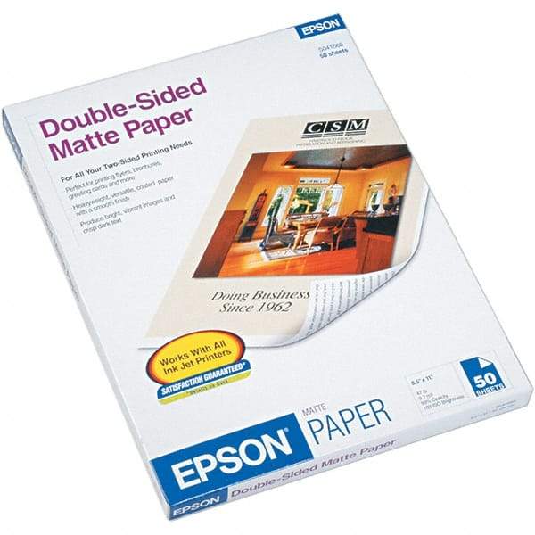 Epson - 8-1/2" x 11" Bright White Photo Paper - Use with Inkjet Printers - Americas Industrial Supply