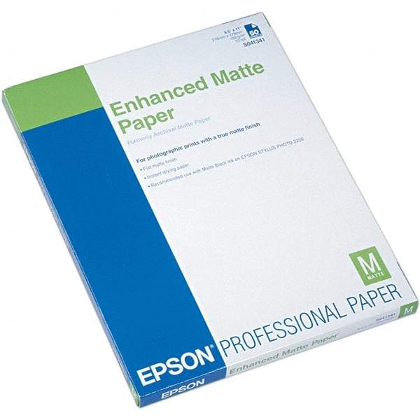 Epson - 8-1/2" x 11" White Photo Paper - Use with Inkjet Printers - Americas Industrial Supply