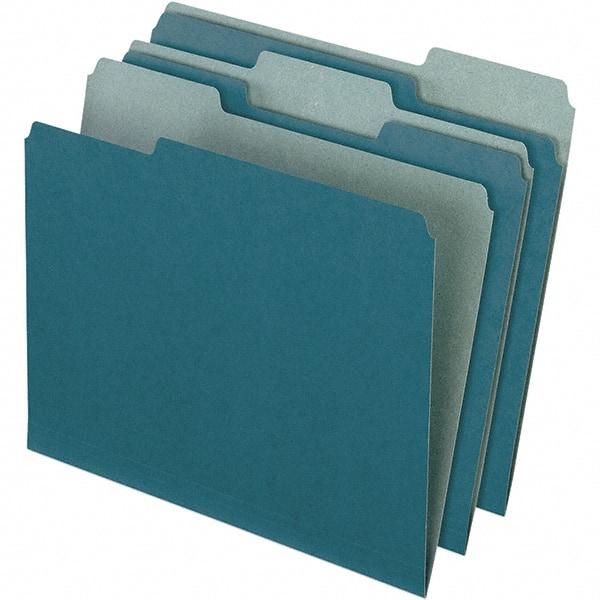 Pendaflex - 9-1/2 x 11-5/8", Letter Size, Blue, File Folders with Top Tab - 11 Point Stock, Assorted Tab Cut Location - Americas Industrial Supply