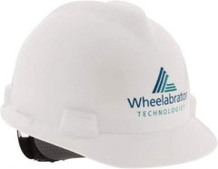 MSA - ANSI Type I, Class E Rated, 4-Point, Ratchet Adjustment Hard Hat - Blue, Standard Brim, Wheelbrator - Americas Industrial Supply