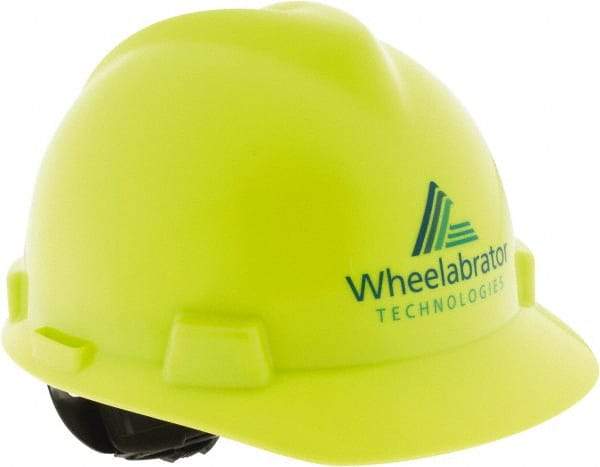 MSA - ANSI Type I, Class E Rated, 4-Point, Ratchet Adjustment Hard Hat - Size 6-1/2 to 8, Blue, Standard Brim, Wheelbrator - Americas Industrial Supply