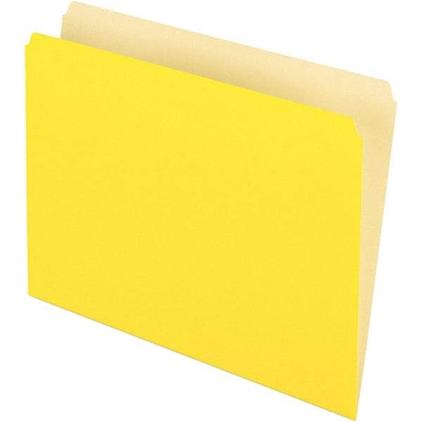 Pendaflex - 9-1/2 x 11-5/8", Letter Size, Yellow, File Folders with Top Tab - 11 Point Stock, Straight Tab Cut Location - Americas Industrial Supply