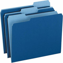 Pendaflex - 9-1/2 x 11-5/8", Letter Size, Navy Blue, File Folders with Top Tab - 11 Point Stock, Assorted Tab Cut Location - Americas Industrial Supply