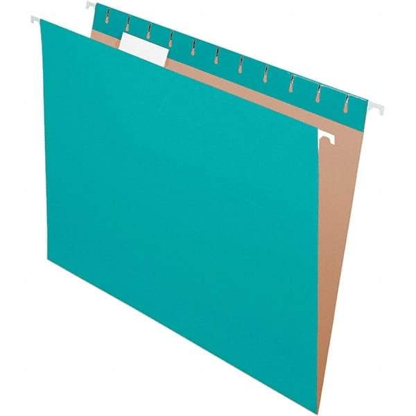 Pendaflex - 8-1/2 x 11", Letter Size, Aqua, Hanging File Folder - 11 Point Stock, 1/5 Tab Cut Location - Americas Industrial Supply