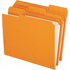 Pendaflex - 9-1/2 x 11-5/8", Letter Size, Orange, File Folders with Top Tab - 11 Point Stock, Assorted Tab Cut Location - Americas Industrial Supply