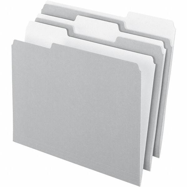 Pendaflex - 11-5/8 x 9-3/16", Letter Size, Gray, File Folders with Top Tab - 11 Point Stock, Assorted Tab Cut Location - Americas Industrial Supply