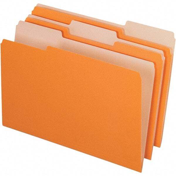 Pendaflex - 14-5/8 x 9-3/16", Legal, Orange, File Folders with Top Tab - 11 Point Stock, Assorted Tab Cut Location - Americas Industrial Supply