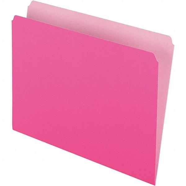 Pendaflex - 9-1/2 x 11-5/8", Letter Size, Pink, File Folders with Top Tab - 11 Point Stock, Straight Tab Cut Location - Americas Industrial Supply