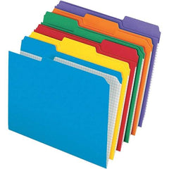 Pendaflex - 9-1/2 x 11-5/8", Letter Size, Assorted Colors, File Folders with Top Tab - 11 Point Stock, Assorted Tab Cut Location - Americas Industrial Supply