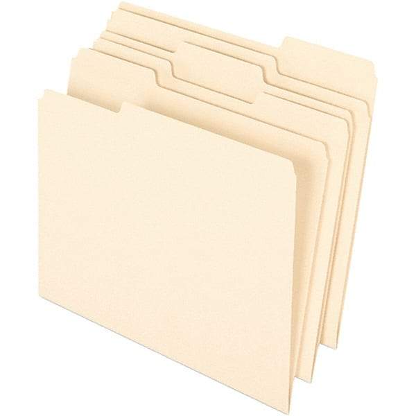 Pendaflex - 9-1/2 x 11-5/8", Letter Size, Manila, File Folders with Top Tab - 11 Point Stock, Assorted Tab Cut Location - Americas Industrial Supply