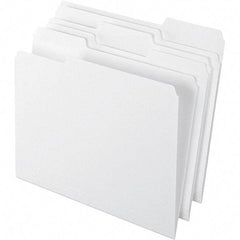 Pendaflex - 9-1/2 x 11-5/8", Letter Size, White, File Folders with Top Tab - 11 Point Stock, Assorted Tab Cut Location - Americas Industrial Supply