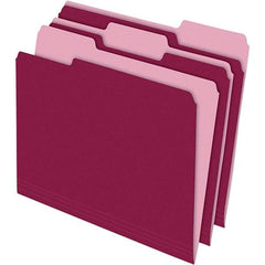 Pendaflex - 11-5/8 x 9-3/16", Letter Size, Burgundy, File Folders with Top Tab - 11 Point Stock, Assorted Tab Cut Location - Americas Industrial Supply